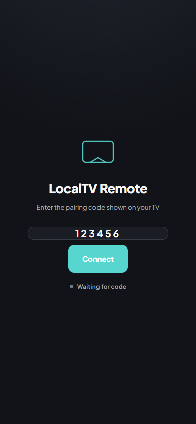 Phone pairing screen with six-digit code fields and a Connect button