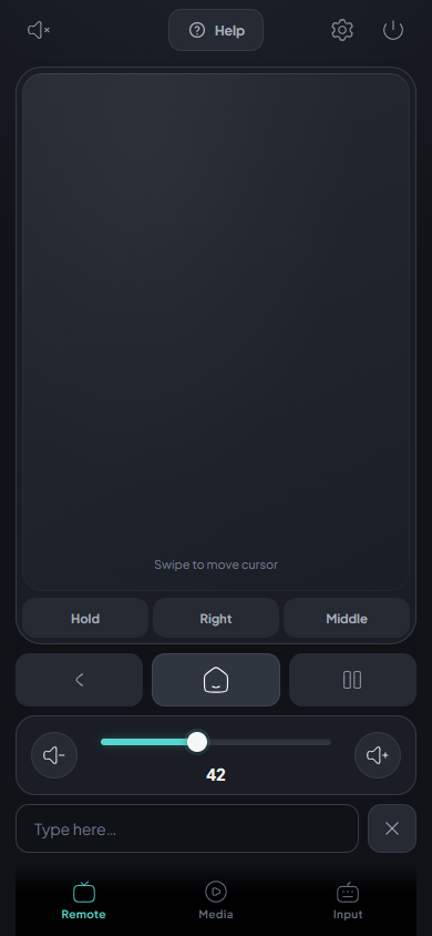 Phone controller with trackpad, mouse buttons, volume slider and text input